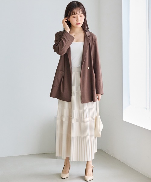 LAVEANGE(ラビアンジェ)の「プリーツティアードロングスカート(スカート・レディース・ブラック/チャコールグレー/ライトベージュ・5L/4L/3L/LL/M)」の19枚目の写真