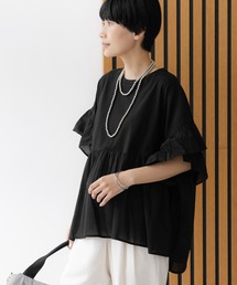 Elura | 異素材切り替えフリルプルオーバー/621795(Tシャツ/カットソー)