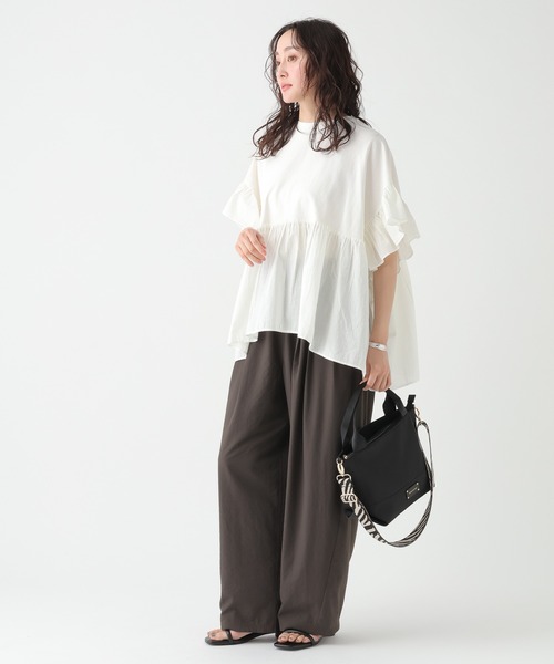 Elura（エルーラ）の「異素材切り替えフリルプルオーバー/621795（Tシャツ/カットソー・レディース・ブラウン/オフホワイト/ブラック・FREE）」の13枚目の写真