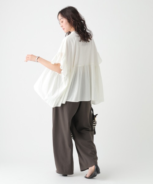 Elura（エルーラ）の「異素材切り替えフリルプルオーバー/621795（Tシャツ/カットソー・レディース・ブラウン/オフホワイト/ブラック・FREE）」の15枚目の写真