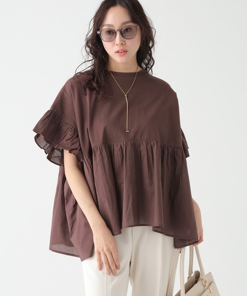 Elura（エルーラ）の「異素材切り替えフリルプルオーバー/621795（Tシャツ/カットソー・レディース・ブラウン/オフホワイト/ブラック・FREE）」の21枚目の写真