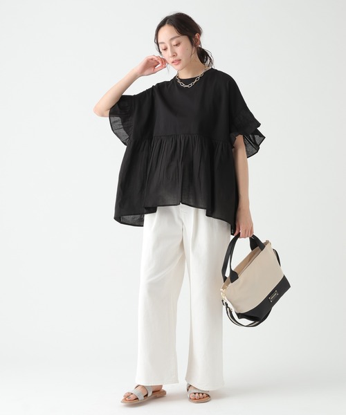 Elura（エルーラ）の「異素材切り替えフリルプルオーバー/621795（Tシャツ/カットソー・レディース・ブラウン/オフホワイト/ブラック・FREE）」の18枚目の写真