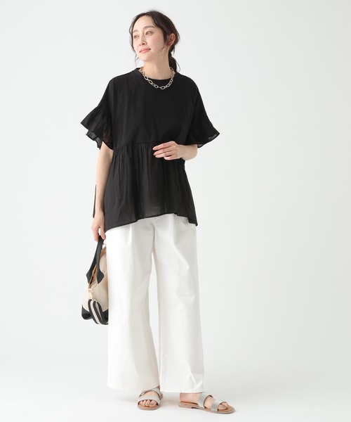 Elura（エルーラ）の「異素材切り替えフリルプルオーバー/621795（Tシャツ/カットソー・レディース・ブラウン/オフホワイト/ブラック・FREE）」の20枚目の写真