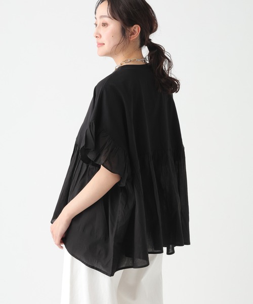 Elura（エルーラ）の「異素材切り替えフリルプルオーバー/621795（Tシャツ/カットソー・レディース・ブラウン/オフホワイト/ブラック・FREE）」の17枚目の写真