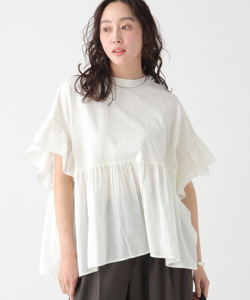 Elura（エルーラ）の「異素材切り替えフリルプルオーバー/621795（Tシャツ/カットソー・レディース・ブラウン/オフホワイト/ブラック・FREE）」の12枚目の写真