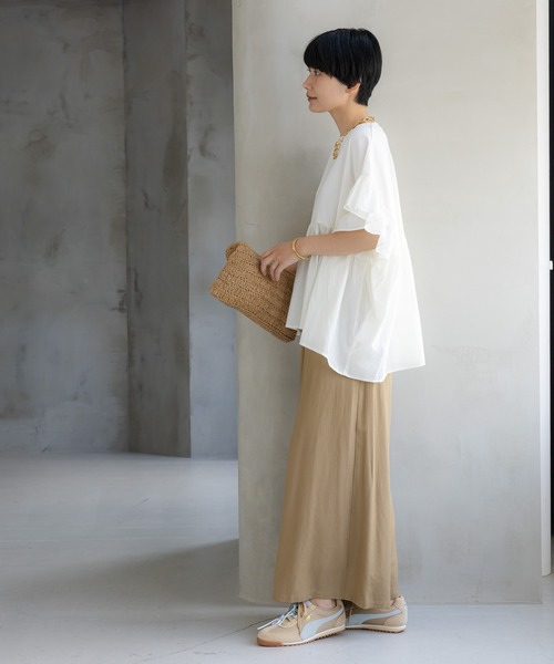 Elura（エルーラ）の「異素材切り替えフリルプルオーバー/621795（Tシャツ/カットソー・レディース・ブラウン/オフホワイト/ブラック・FREE）」の8枚目の写真