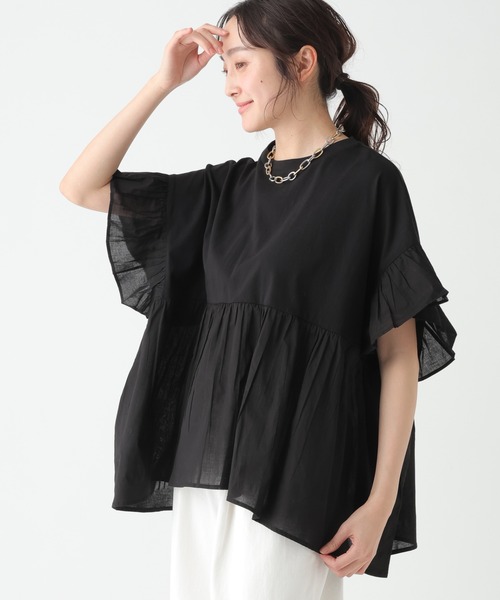Elura（エルーラ）の「異素材切り替えフリルプルオーバー/621795（Tシャツ/カットソー・レディース・ブラウン/オフホワイト/ブラック・FREE）」の16枚目の写真