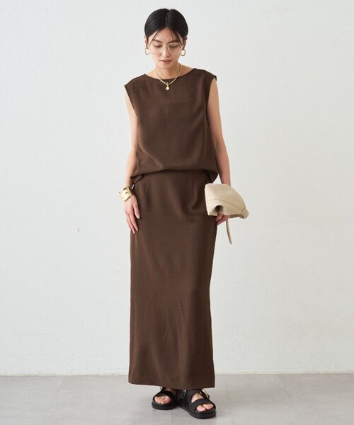 LOUNGEDRESS(ラウンジドレス)の「ダブルジョーゼットタイトスカート(スカート・レディース・ブラウン/ブラック・SMALL/MEDIUM)」の16枚目の写真