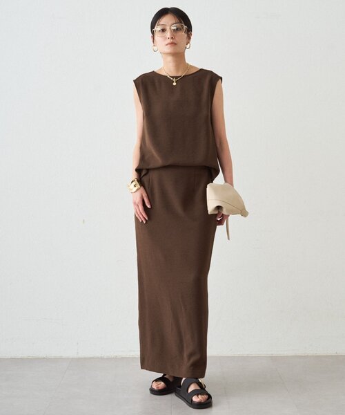 LOUNGEDRESS(ラウンジドレス)の「ダブルジョーゼットタイトスカート(スカート・レディース・ブラウン/ブラック・SMALL/MEDIUM)」の14枚目の写真