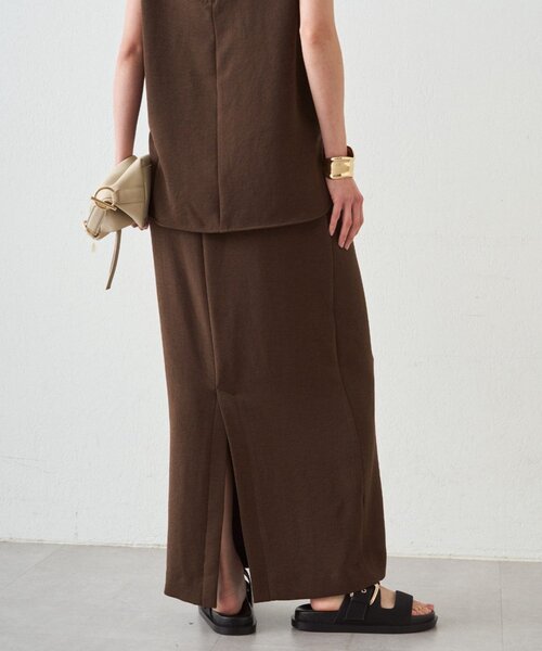 LOUNGEDRESS(ラウンジドレス)の「ダブルジョーゼットタイトスカート(スカート・レディース・ブラウン/ブラック・SMALL/MEDIUM)」の9枚目の写真