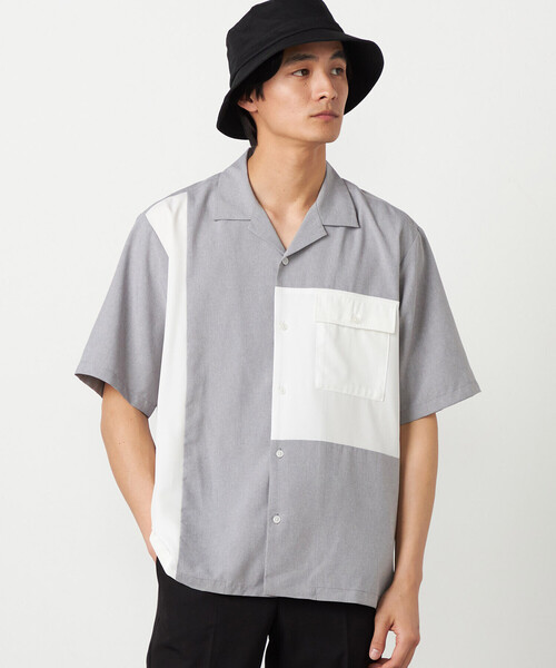 COMME CA ISM(コムサイズム)の「ライトウエイトポリエステル ブロッキング オープンカラーシャツ(シャツ/ブラウス・メンズ・ベージュ/グレー/ブラック・MEDIUM/LARGE)」の7枚目の写真