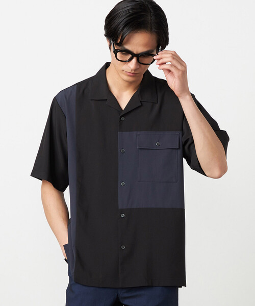 COMME CA ISM(コムサイズム)の「ライトウエイトポリエステル ブロッキング オープンカラーシャツ(シャツ/ブラウス・メンズ・ベージュ/グレー/ブラック・MEDIUM/LARGE)」の12枚目の写真