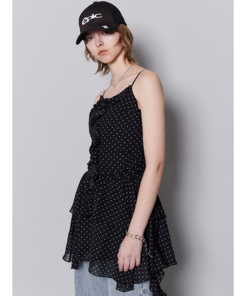 EMODA（エモダ）の「シアーラッフルキャミロングトップ（その他トップス・レディース・ベージュ/その他/ブラック・FREE）」の3枚目の写真