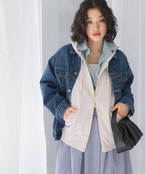 URBAN RESEARCH ROSSO WOMEN（アーバンリサーチ　ロッソ）の「『WEB限定』『UR TECH』オーバーZIPパーカー（パーカー・レディース・ライトベージュ/グレー/ブラウン/ブルー系その他・FREE）」の7枚目の写真