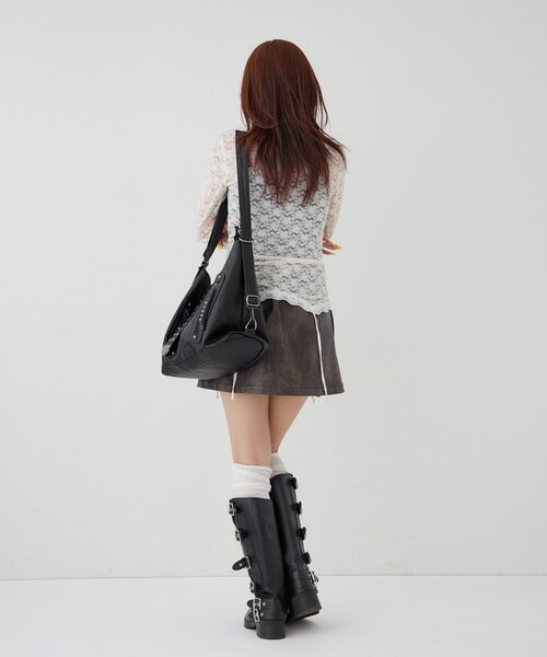 WHO'S WHO gallery（フーズフーギャラリー）の「ファイヤーマンレザーラップスカート（スカート・レディース・ブラック/ブラウン・FREE）」の15枚目の写真