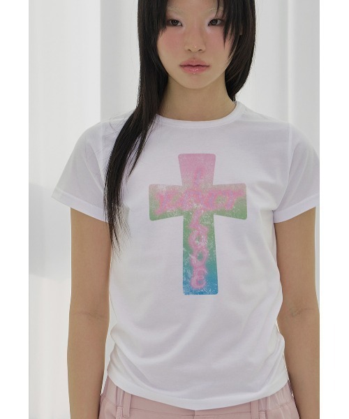 FANCY CLUB(ファンシークラブ)の「A'GEM/9 × .kom 『FANCY CLUB/ファンシークラブ』 FROSS GLOSSY TEE/フロスグロッシーTシャツ(Tシャツ/カットソー・レディース・ブラック/ホワイト・FREE)」の8枚目の写真