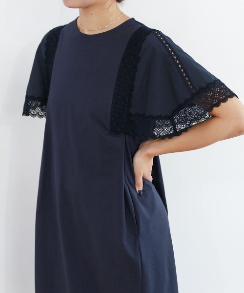 Marilyn Moon(マリリンムーン)の「laced handkerchief sleeve one-piece(ワンピース・レディース・ブラック/オフホワイト/ネイビー・FREE)」の9枚目の写真