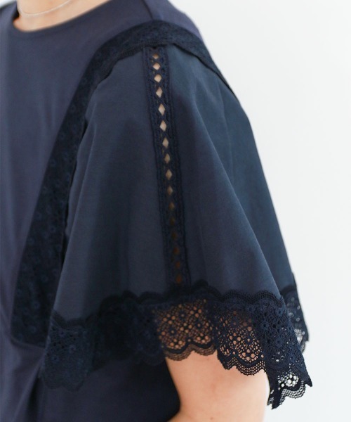 Marilyn Moon(マリリンムーン)の「laced handkerchief sleeve one-piece(ワンピース・レディース・ブラック/オフホワイト/ネイビー・FREE)」の10枚目の写真