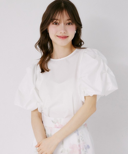 tocco closet(トッコ クローゼット)の「パール付きタックボリュームスリーブブラウス(シャツ/ブラウス・レディース・オフホワイト/ブラック/ミント・M)」の3枚目の写真