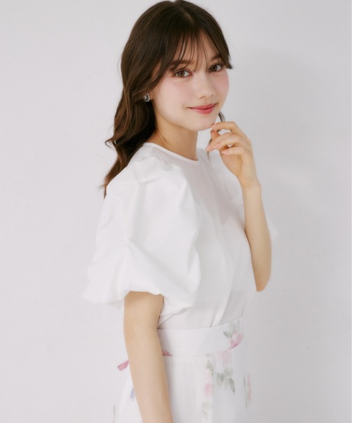 tocco closet(トッコ クローゼット)の「パール付きタックボリュームスリーブブラウス(シャツ/ブラウス・レディース・オフホワイト/ブラック/ミント・M)」の7枚目の写真