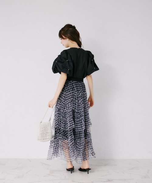 tocco closet(トッコ クローゼット)の「パール付きタックボリュームスリーブブラウス(シャツ/ブラウス・レディース・オフホワイト/ブラック/ミント・M)」の10枚目の写真