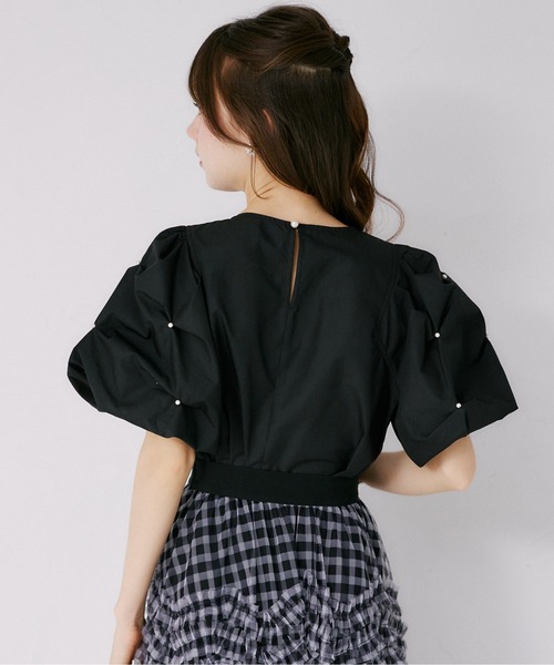 tocco closet(トッコ クローゼット)の「パール付きタックボリュームスリーブブラウス(シャツ/ブラウス・レディース・オフホワイト/ブラック/ミント・M)」の13枚目の写真