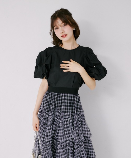 tocco closet(トッコ クローゼット)の「パール付きタックボリュームスリーブブラウス(シャツ/ブラウス・レディース・オフホワイト/ブラック/ミント・M)」の11枚目の写真