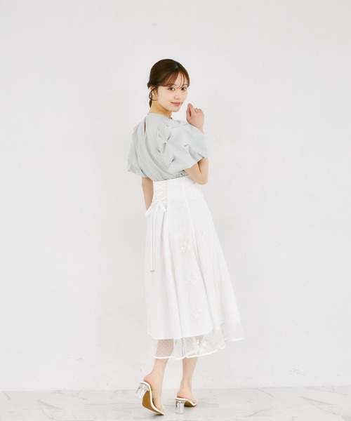 tocco closet(トッコ クローゼット)の「パール付きタックボリュームスリーブブラウス(シャツ/ブラウス・レディース・オフホワイト/ブラック/ミント・M)」の16枚目の写真