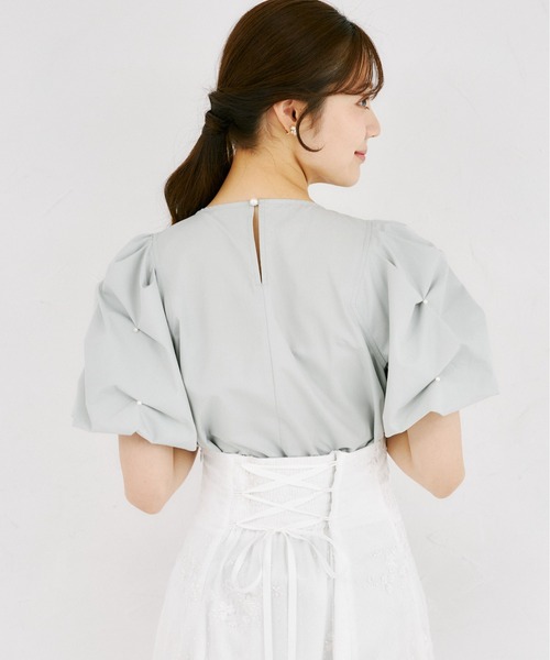 tocco closet(トッコ クローゼット)の「パール付きタックボリュームスリーブブラウス(シャツ/ブラウス・レディース・オフホワイト/ブラック/ミント・M)」の21枚目の写真