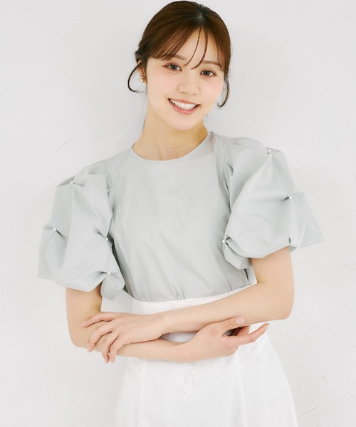 tocco closet(トッコ クローゼット)の「パール付きタックボリュームスリーブブラウス(シャツ/ブラウス・レディース・オフホワイト/ブラック/ミント・M)」の18枚目の写真