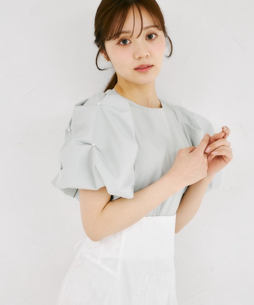 tocco closet(トッコ クローゼット)の「パール付きタックボリュームスリーブブラウス(シャツ/ブラウス・レディース・オフホワイト/ブラック/ミント・M)」の20枚目の写真