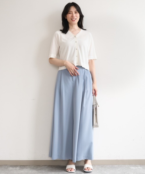 OFUON le MK（オフオンルエムケー）の「ストレッチ2タックワイドパンツ/UVカット/接触冷感/洗濯機で洗える/セットアップ可（その他パンツ・レディース・ベージュ系その他/ネイビー/ライトブルー・36/38/40）」の13枚目の写真