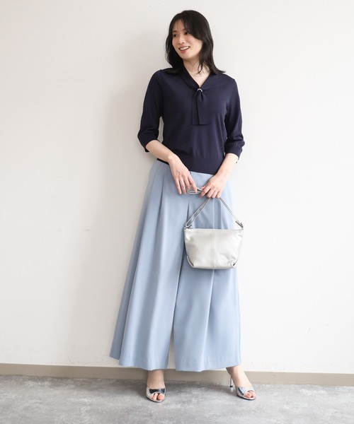 OFUON le MK（オフオンルエムケー）の「ストレッチ2タックワイドパンツ/UVカット/接触冷感/洗濯機で洗える/セットアップ可（その他パンツ・レディース・ベージュ系その他/ネイビー/ライトブルー・36/38/40）」の6枚目の写真