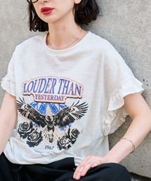 A.D.C.L. | 袖フリル ロックプリントTシャツ(Tシャツ/カットソー)