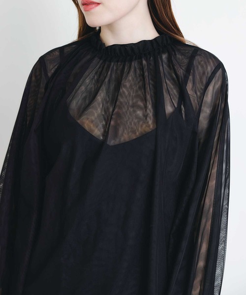 PICCIN PERLA(ピッチンペルラ)の「ダブルメッシュスタンドカラーブラウス(シャツ/ブラウス・レディース・ブラック・M)」の15枚目の写真