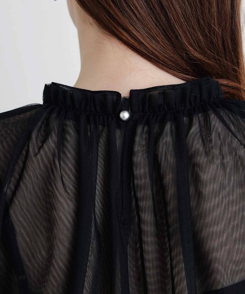 PICCIN PERLA(ピッチンペルラ)の「ダブルメッシュスタンドカラーブラウス(シャツ/ブラウス・レディース・ブラック・M)」の16枚目の写真