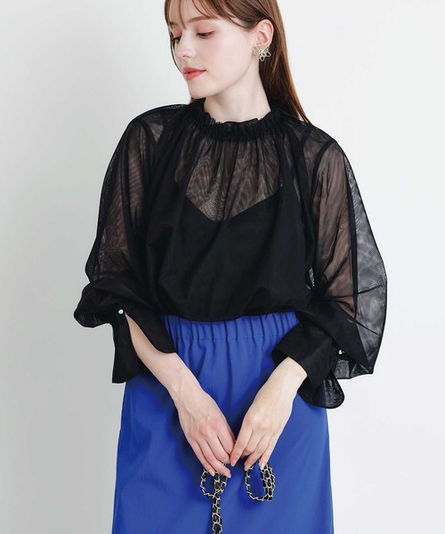 PICCIN PERLA(ピッチンペルラ)の「ダブルメッシュスタンドカラーブラウス(シャツ/ブラウス・レディース・ブラック・M)」の6枚目の写真