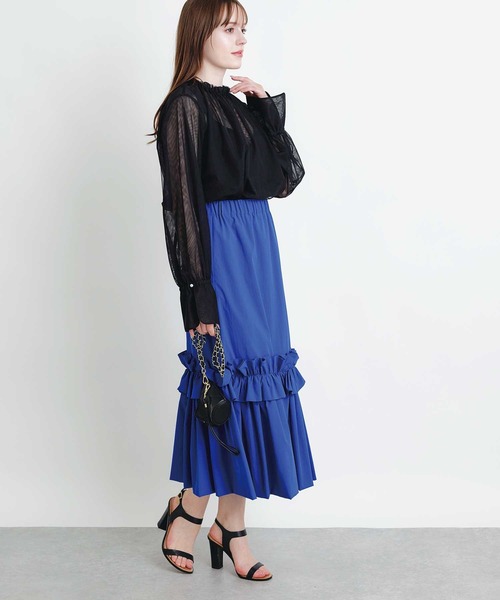 PICCIN PERLA(ピッチンペルラ)の「ダブルメッシュスタンドカラーブラウス(シャツ/ブラウス・レディース・ブラック・M)」の10枚目の写真