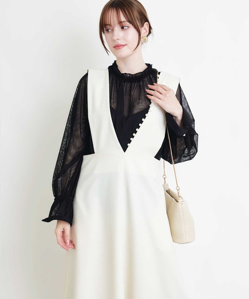PICCIN PERLA(ピッチンペルラ)の「ダブルメッシュスタンドカラーブラウス(シャツ/ブラウス・レディース・ブラック・M)」の12枚目の写真