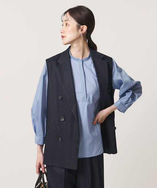 UNITED ARROWS(ユナイテッドアローズ)の「シアー コンビ フレア シャツ(シャツ/ブラウス・レディース・オフホワイト/ライトブルー/ネイビー・FREE)」の21枚目の写真
