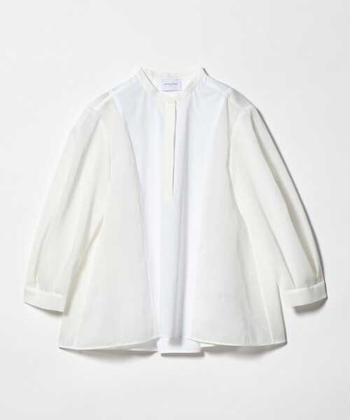 UNITED ARROWS(ユナイテッドアローズ)の「シアー コンビ フレア シャツ(シャツ/ブラウス・レディース・オフホワイト/ライトブルー/ネイビー・FREE)」の12枚目の写真