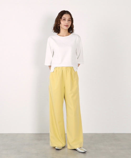 MELROSE claire(メルローズ クレール)の「【エステルイージーサイドラインパンツ】(その他パンツ・レディース・オフホワイト/チャコールグレー/イエロー・FREE)」の4枚目の写真