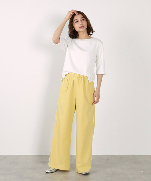 MELROSE claire(メルローズ クレール)の「【エステルイージーサイドラインパンツ】(その他パンツ・レディース・オフホワイト/チャコールグレー/イエロー・FREE)」の5枚目の写真