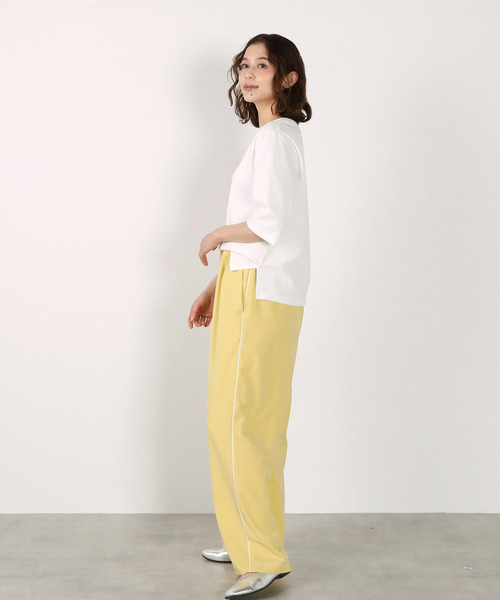 MELROSE claire(メルローズ クレール)の「【エステルイージーサイドラインパンツ】(その他パンツ・レディース・オフホワイト/チャコールグレー/イエロー・FREE)」の6枚目の写真