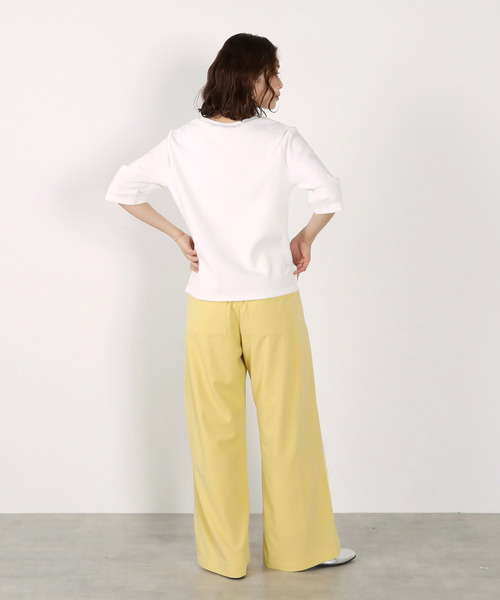 MELROSE claire(メルローズ クレール)の「【エステルイージーサイドラインパンツ】(その他パンツ・レディース・オフホワイト/チャコールグレー/イエロー・FREE)」の8枚目の写真