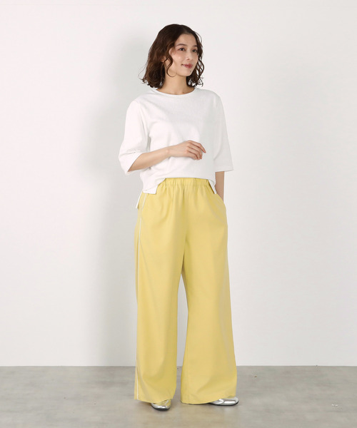 MELROSE claire(メルローズ クレール)の「【エステルイージーサイドラインパンツ】(その他パンツ・レディース・オフホワイト/チャコールグレー/イエロー・FREE)」の10枚目の写真
