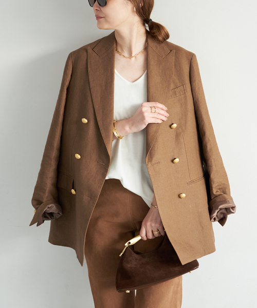 Deuxieme Classe(ドゥーズィエムクラス)の「*LINEN ブレザー(テーラードジャケット・レディース・ネイビー/キャメル・FREE)」の7枚目の写真