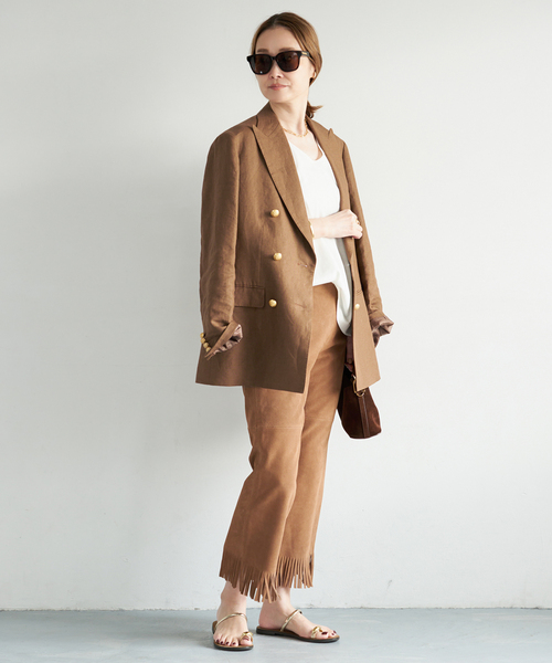 Deuxieme Classe(ドゥーズィエムクラス)の「*LINEN ブレザー(テーラードジャケット・レディース・ネイビー/キャメル・FREE)」の9枚目の写真