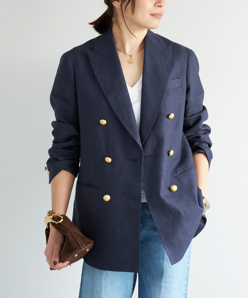 Deuxieme Classe(ドゥーズィエムクラス)の「*LINEN ブレザー(テーラードジャケット・レディース・ネイビー/キャメル・FREE)」の10枚目の写真