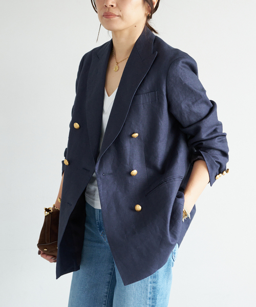 Deuxieme Classe(ドゥーズィエムクラス)の「*LINEN ブレザー(テーラードジャケット・レディース・ネイビー/キャメル・FREE)」の11枚目の写真